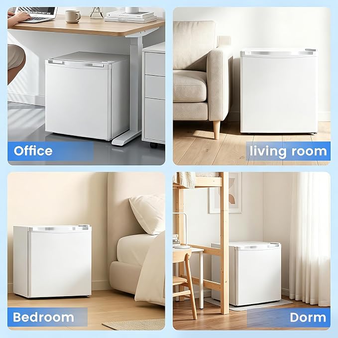 Antarctic Star Mini Fridge, Rated 1.6 cu.ft, Small Upright Refrigerator with Removable Shelves, 7 Adjustable Thermostat, Low Noise for Bedroom/Apartment/Office,White
