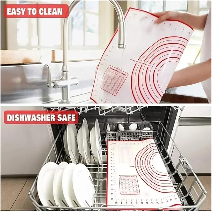 Non-Stick Silicone Baking Mat Heat Resistant Kneading Pad For Pizza Pastry Cookie Dough Multi Purpose Reusable Kitchen Bakeware(1pc 40x50cm,Color Black)