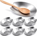 LemonRoad 6 Pcs Large Stainless Steel Spoon Rest, Spatula Ladle Holder, Spoon Rest for Counter Stove Top Coffee Station, Stainless Steel Utensil, Kitchen Accessories Dishwasher Safe