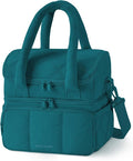 BAGSMART Lunch Bag Women, Double Deck Insulated Lunch Box, Quilted Puffer Lunch Tote, Leakproof, Durable & Reusable Large Lunch Cooler For Work Picnic Travel Meal Prep, Teal