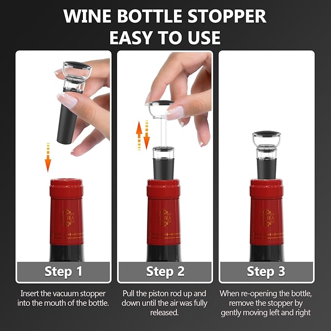 Electric Wine Aerator & Decanter Pump – Perfect Mother’s Day Gift: Quiet Dual-Pump Aeration, Measured Pouring, Temp Display & USB Rechargeable System – Professional Wine Tool for Home Bars (Black)