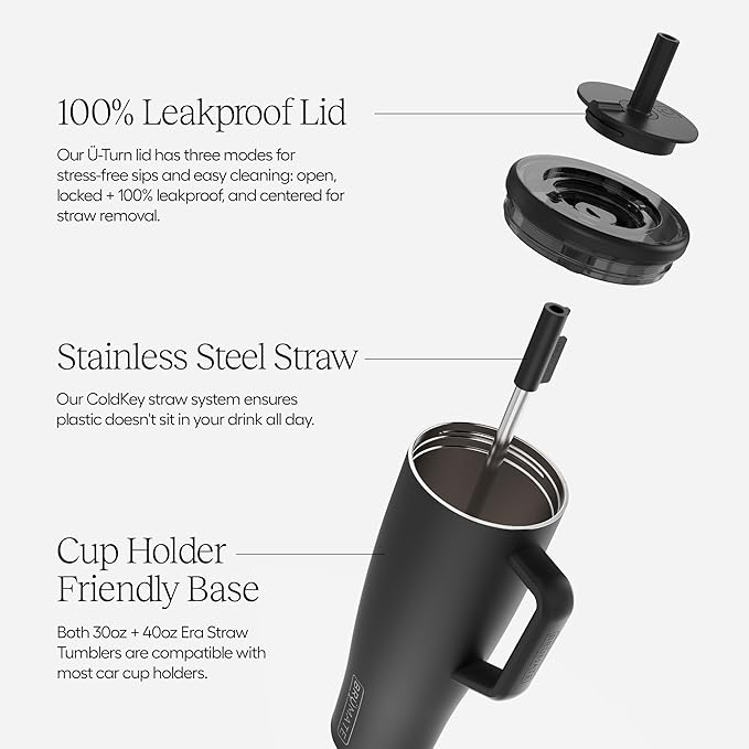 BrüMate Era 30 oz Tumbler with Handle and Straw | 100% Leakproof Insulated Water Bottle Tumbler with Lid and Flexible SoftSip Straw | Made of Stainless Steel | Cup Holder Friendly | 30oz (Sage)