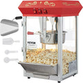 VEVOR Commercial Popcorn Machine, 8 Oz Kettle, 850 W Countertop Popcorn Maker for 48 Cups per Batch, Theater Style Popper with 3-Switch Control Steel Frame Tempered Glass Doors 2 Scoops 2 Spoons, Red | 48 Cups per Batch, Theater Style Popper with 3-Swi...