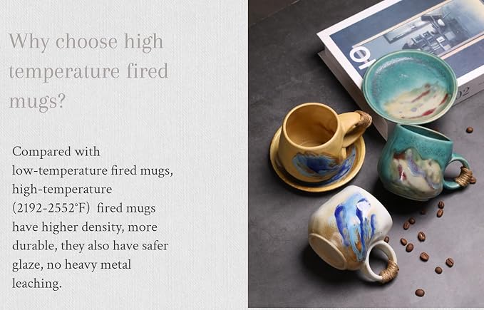 Little handmade ceramic pottery tea cup with saucer, espresso cup | Japanese style, 8 oz stoneware demitasse cup for lungo,cortado,Matcha, Americano