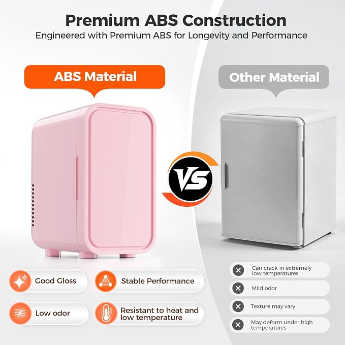 OSTBA Mini Fridge for Skincare, 6 Liter/8 Can 110V AC/DC Portable Thermoelectric Cooler Refrigerators for Bedroom, Skincare, Beverage, Office, Dorm Room and Car, Pink