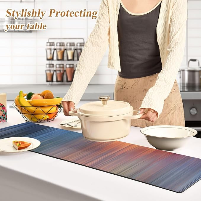 Orange Blue Gradient Stripe Trivet Table Runner Heat Resistant 230F for Hot Dishes Pots Plates Kitchen Dining Table Protector Decorative 39.37x 11.8