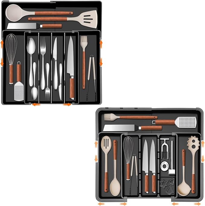Spaclear Expandable Large Silverware Organizer & Utensil Drawer Organizer Classified Storage for Spoons Forks Knives