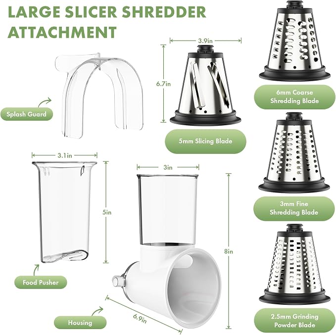 Cheese Grater Attachment for KitchenAid, Large Cheese Grater with 3-inch Feed Chute and Splash-Proof Barrier, Cheese Shredder, For Kitchen Aid Accessories and Attachments, Dishwasher Safe By Cofun