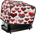 4 Slice Toaster Cover,Valentine's Day Buffalo Heart Small Kitchen Appliance Bread Machine Cover with Pockets,Dust & Fingerprint Protection