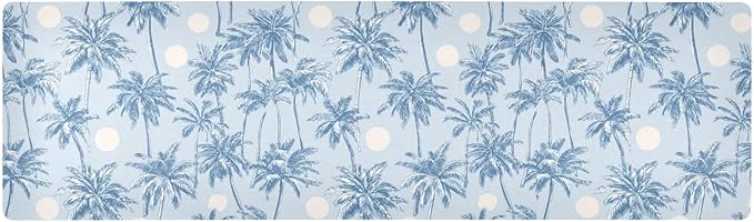 2 in 1 Table Runner Trivet for Hot Pots and Pans Heat Resistant Non Slip Waterproof 39 x 12 Inch Decorative Table Protector for Kitchen Countertop Light Blue Palm Trees and Sun