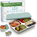 Stainless Steel Lunch Box for Kids 5 and Older – 3 Pieces Stainless Steel Bento Box with 4 Compartments & 2 Snack Containers – Leak Proof, BPA-Free, Eco-Friendly, Dishwasher Safe & Durable – Green