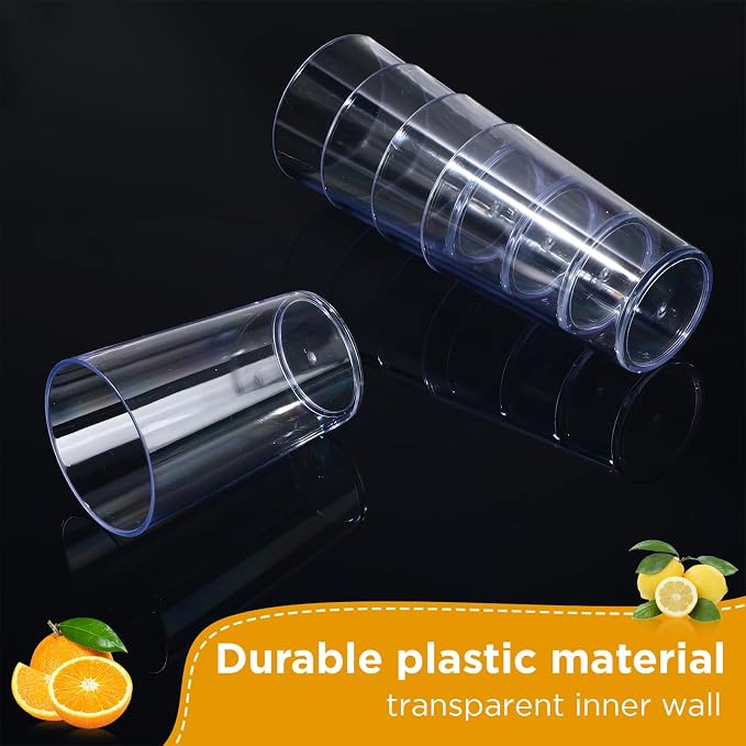 Meanplan 48 Pack Plastic Reusable Drinking Glasses Restaurant Grade 8 oz Plastic Cups Unbreakable Stackable Drink Tumblers Water Cup for Kitchen Cafe Wedding Birthday Party Supplies (Clear)