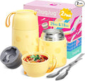 2 Pack Insulated Food Jar Set, 26oz & 18oz Stainless Steel Vacuum Insulated Soup Containers for Hot Food, Leak-Proof Thermal Food Jars with Spoons, Cute Stylish Design for School, Work & Travel
