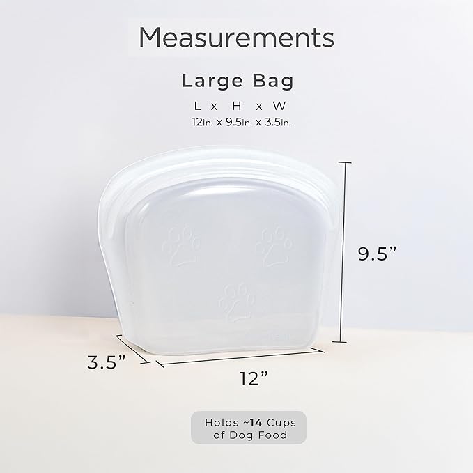 SnapPack Premium Silicone Reusable Pet Storage Stand-Up Bags, Clear, Pet Trio Set, Microwave, Dishwasher, Oven and Freezer Safe, BPA Free, Leak-free, and Eco-friendly |1000ml, 2000ml, 3500ml Set
