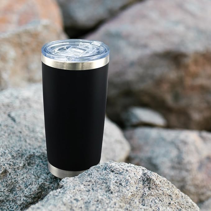 AIANJI 20oz Tumbler Bulk Stainless Steel Tumblers with Lid Vacuum Insulated Double Wall Travel Coffee Mug Powder Coated Tumbler Cup for Hot and Cold Drinks(Black, 12 pack)