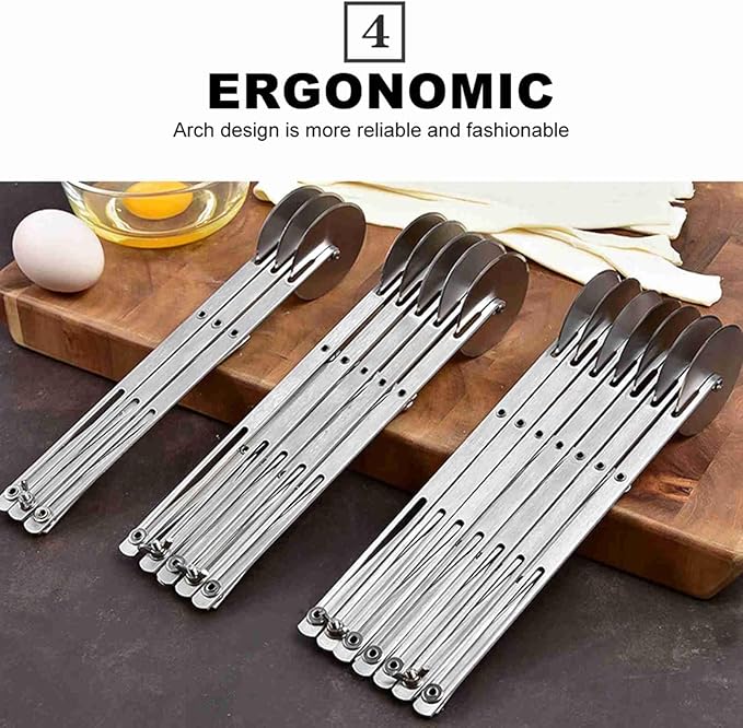 7 Wheel Stainless Steel Pizza Knife Wheel Cutter Adjustable Dough Divider, Silver - Durable Food Grade Material, Even Cutting, Ideal for Baking Pizza and Pastry (7 wheel)