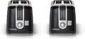 BLACK+DECKER 2-Slice Toaster, Extra Wide Slots for Bagels & Thick Bread, 6 Browning Settings, Removable Crumb Tray, Cancel Button, 850W, Black (Pack of 2)