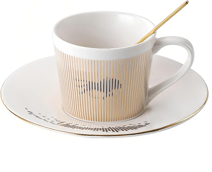 Old Craftsmen's Coffee Cup and Saucer Sets 8.45oz Unique Dynamic Mirage Reflection Tea Cup Luxury Porcelain Mirror Ceramic Mug Gifts for Cappuccino Espresso 250ml Lion
