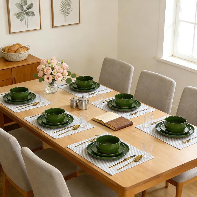 GZG Ceramic Dinner Plates Set of 4, 10.25 Inch Speckled Stoneware Plates with Clay-Tone Base, Large Ceramic Plates for Steak, Salad, Pizza, Microwave Oven Dishwasher Safe