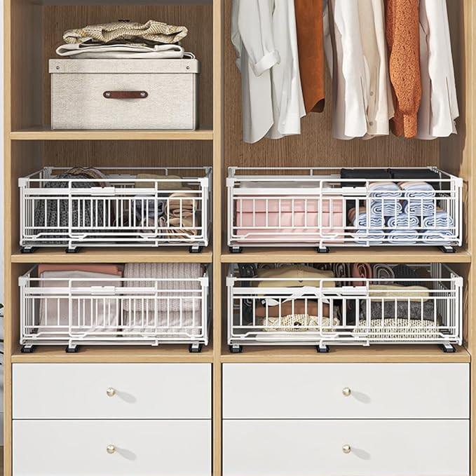 Expandable Pull Out Cabinet Organiser, No Drill Adhesive Slide Out Kitchen Drawer Shelf Durable Metal for Under Sink, Cupboard, Pantry, Adjustable Width (12.8"-19.7") (Style B White, 1 Pack)