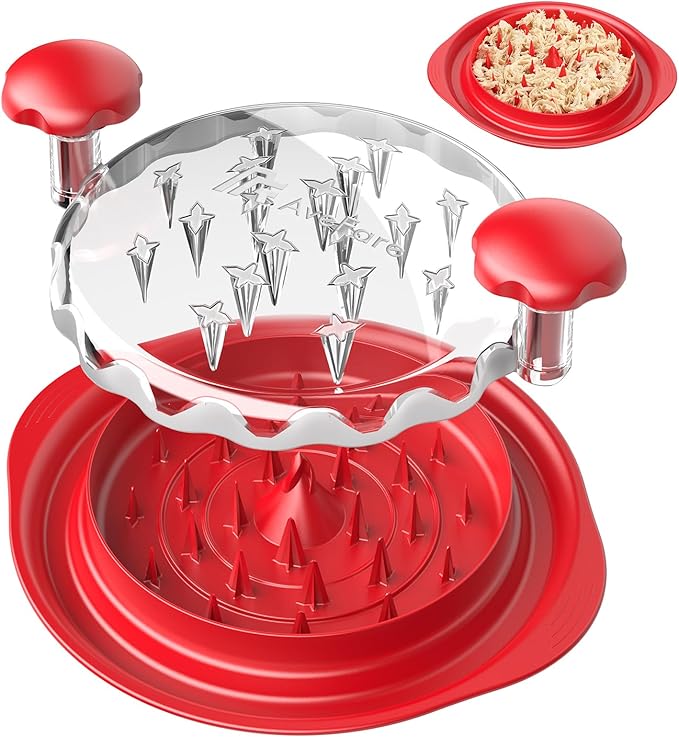 AveFare Chicken Shredder - 10.8Inch Large Chicken Shredder Tool Twist with Brush, Visible Meat Shredder, Ergonomic Handle, Strong Anti-Slip, BPA Free Dishwasher Safe, Suitable for Pork Beef Chicken