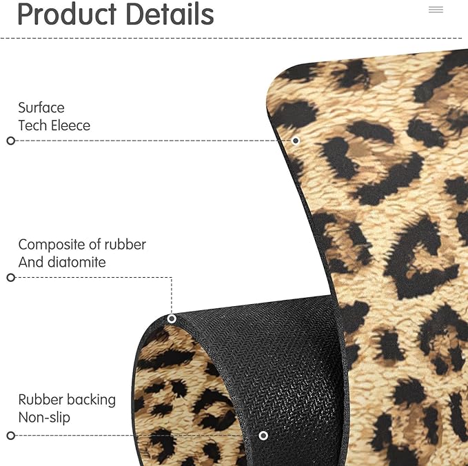 Kitchen Sink Splash Guard 1 PC 14.7 Inch Sink Faucet Mat Splash Guard for Bathroom Countertop Water Absorbent Foldable Cuttable Soft Washable Classical Leopard Print