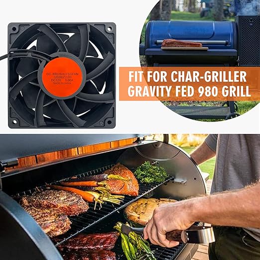 Upgraded 2-Pack Temp Meat Probe & Precision Control Fan Replacement Replacement for Char-Griller, with Probe Grommets and Probe Clip