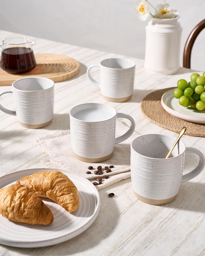 famiware Coffee Mugs Set of 8, 13 oz Mug Set, Ceramic Cup Set with Handle for Coffee, Tea, Cocoa, Milk, Constellation Series, White