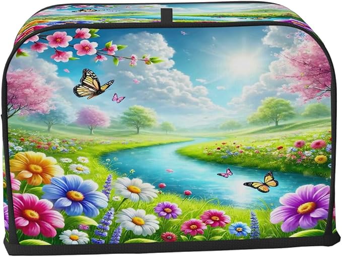 Spring Flower View 2 Slice Toaster Cover Dust And Fingerprint Bread Maker Cover Bakeware Protector Washable Appliance Covers Kitchen Accessories For Home Kitchen Women Gift