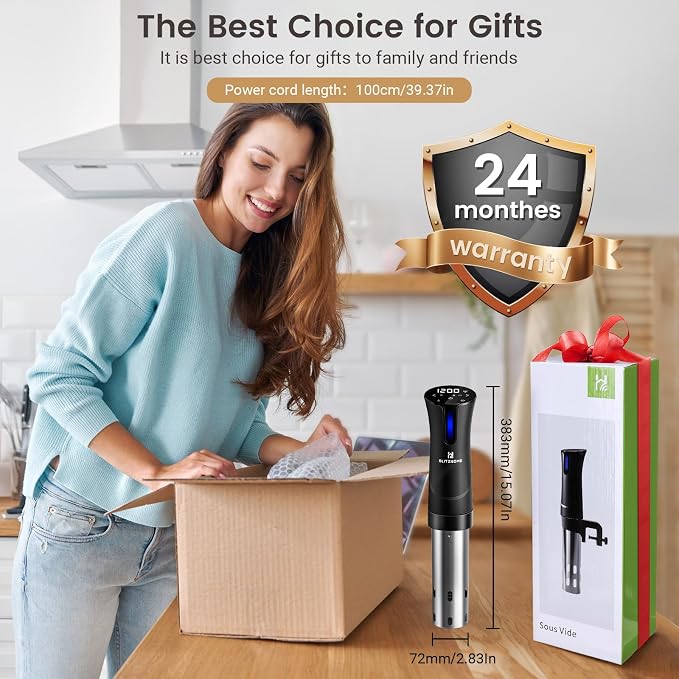 BLITZHOME Sous Vide Cooker, WiFi 1100W Sous Vide Machine with APP Recipes, Accurate Temperature & Timer, Stainless Ultra Quiet Precision Immersion Circulator Gift for Chefs