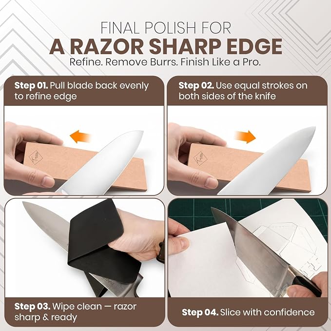 Rolling Knife Sharpener Kit with 5 Total Magnetic Snap-On Discs | 15° & 20° angle guide, 2x #400, 2x #1000, 1x #3000 discs, leather strop and microfiber cloth included