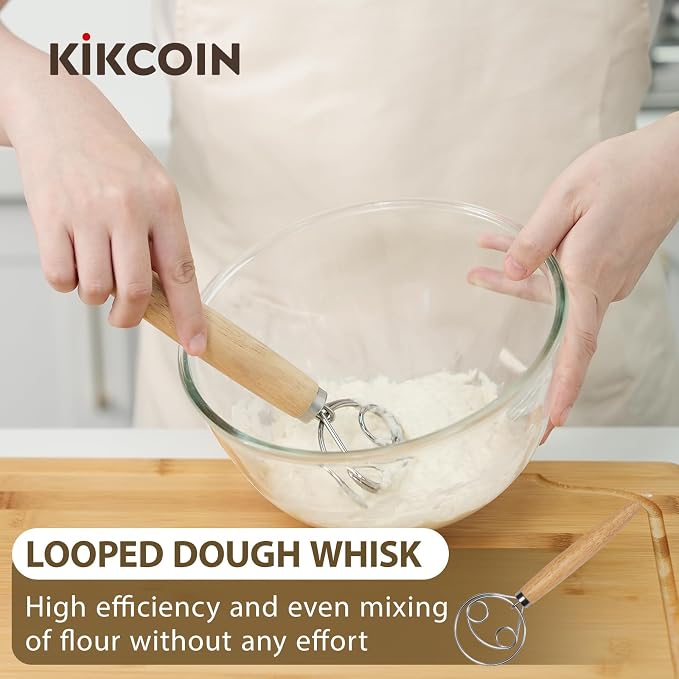 Kikcoin 8" & 9" & 10" Banneton Bread Proofing Basket Set, Round Banneton Basket for Sourdough Baking, Baking Supplies with Linen Liner, Bread Lame & Dough Scraper, Sourdough Proofing Tools