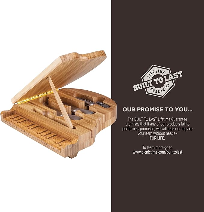 TOSCANA - a Picnic Time brand Piano Cheese Board & Knife Set, Novelty Charcuterie Board with Cheese Knife Set, Cheese Boards Charcuterie Boards, (Bamboo)