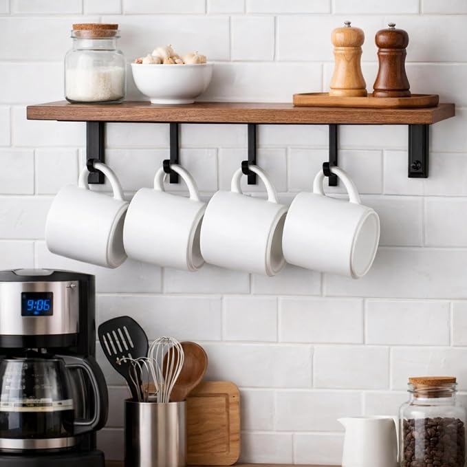 GBhome 14 OZ Coffee Mugs Set of 6, Stackable Ceramic Mugs for Men, Women, Modern Coffee Mugs With Stable Base for Latte, Tea, Cappuccino. Dishwasher & Microwave Safe, Matte White
