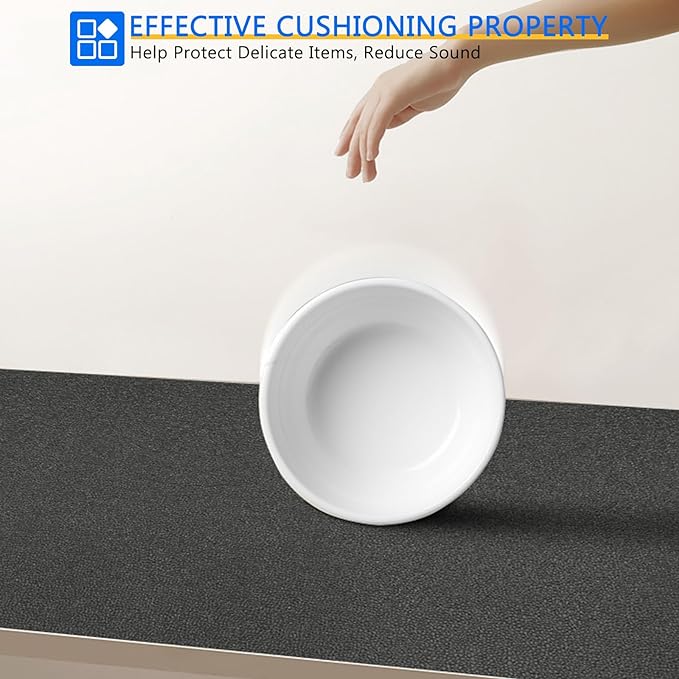 WochiTV Shelf Liner for Cabinets, Drawer Non Adhesive Non Slip Foam Mat for Kitchen, Pantry, Bathroom, Cupboard, Garage, Closet, Shelves, Drawer, Tool Box, Gray 23.6 x 354 inches