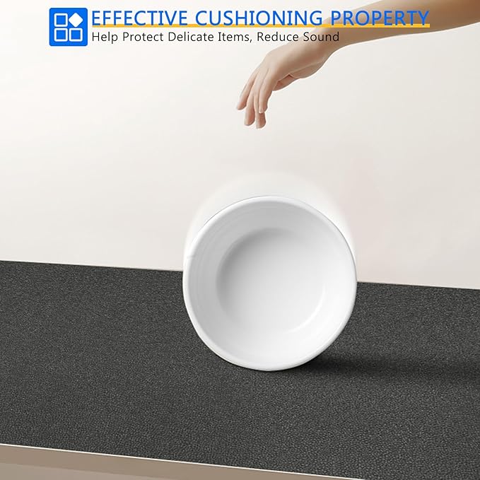 WochiTV Shelf Liner for Cabinets, Drawer Non Adhesive Non Slip Foam Mat for Kitchen, Pantry, Bathroom, Cupboard, Garage, Closet, Shelves, Drawer, Tool Box, Gray 23.6 x 118 inches