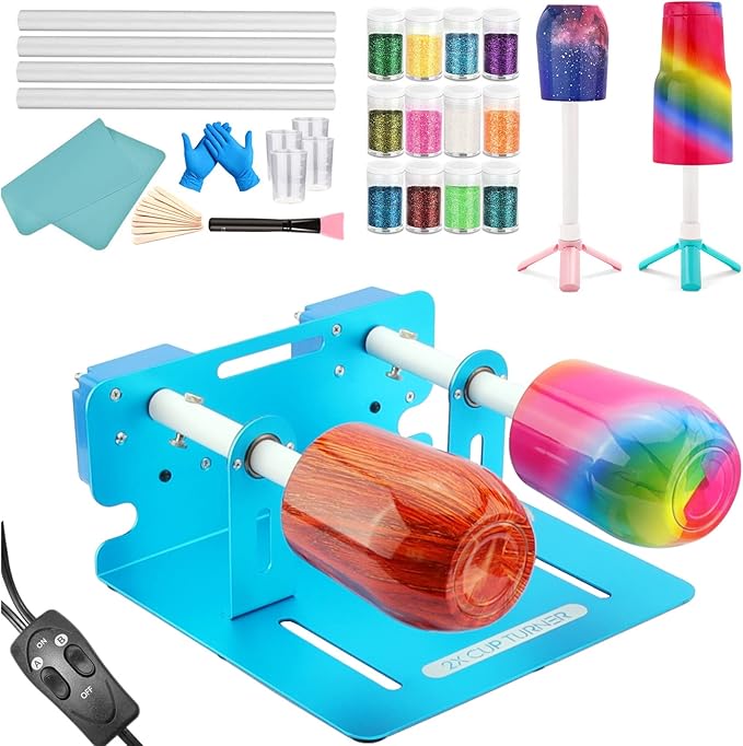 Multi Cup Turner for Tumblers,4X Cup Spinner for Tumblers with 4 ON/Off Switch for Epoxy Resin Tumblers Creating Craft…