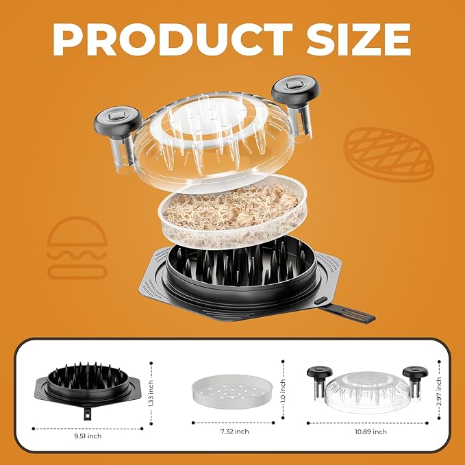 Cleangor Chicken Shredder Tool Twist Large, BPA Free Meat Shredder with Ergonomic Handle, Non-Slip Food Shredder Tool for Pork, Beef, Set of Chicken Breast Shredder with Brush & Fork (1, Mint)
