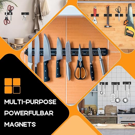 TRYMAG Strong Neodymium Magnet, 45Lbs Strong Bar Magnets with Countersunk Hole and Steel Capsule, 6 PCS Heavy Duty Bar Magnets Rare Earth Magnet with Screw for Wall Mounting-40 x 13.5 x 5mm