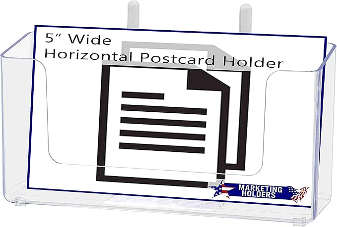 Marketing Holders Pegboard Postcard Holder for 5 Inch Wide Clear Acrylic Printed Advertisement Materials Space Saving Literature Display Rack in Retail Stores and Offices No Assembly Required