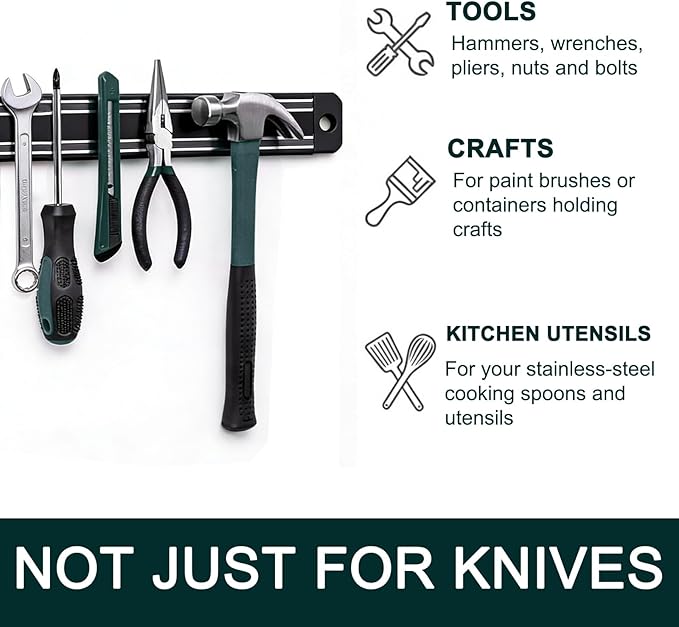 Magnetic Knife Strips（13 Inch Length),Magnetic Knife Holder for Wall/Refrigerator,Magnetic Knife Bar with Multi-Purpose Functionality as a Knife Holder, Knife Strip, Magnetic Tool Organizer