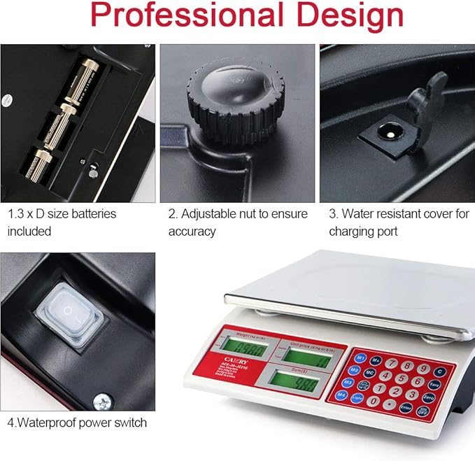 CAMRY Digital Price Computing Scale 66lb/30kg Commercial Produce Scale with Stainless Steel Platform and Green Backlight LCD Display for Meat, Fruit, Ideal for Deli, Farmers Markets, Restaurants