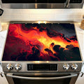 Stove Mat 28.35 x 20.47 Inch Abstract Flame Art with Flowing Red and Orange Motion Dark Contrast Background Expressive Modern Kitchen Decor Style