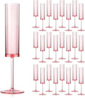24 Pieces Acrylic Pink Champagne Flutes 5.4 OZ Square Champagne Glasses Stemmed Coupes Reusable Wedding Toasting Glasses Rose Bride Wine Glasses For Birthday Party Wedding Anniversary Christmas