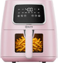 Kitchen Elite 5.5 Qt. Digital Air Fryer, Countertop Cooker with LED Screen, Presets for Air Fry, Roast, Dehydrate, Defrost and Reheat, Pink