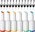 CHENGU Fruit Juice Pour Bottles 34 oz Plastic Liquor Bar Supplies with Stainless Steel Bottle Pourer Tapered Spout for Cocktail Bartending Liquor Juice Store(Multi Colors,6 Pack)