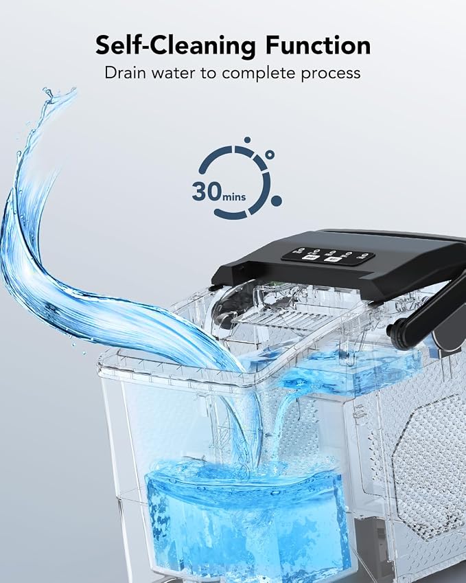 Ice Makers Countertop - Ice Maker Machine 6 Mins 9 Bullet Ice, 26 Lbs/24 Hrs, Portable Countertop Ice Maker with Self Cleaning Function, Ice Maker for Home/Kitchen/Party, Black