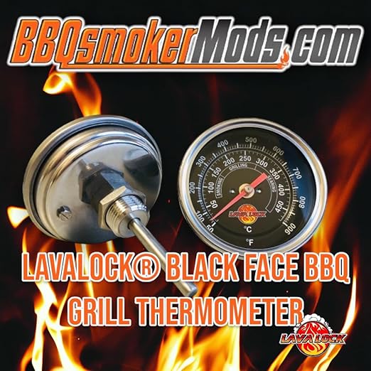 Black Face BBQ Grill Thermometer 50F-900F High Temp Range Heavy Duty Premium Quality Smoker Thermo 2 Inch or 3" 1/2 NPT Thread