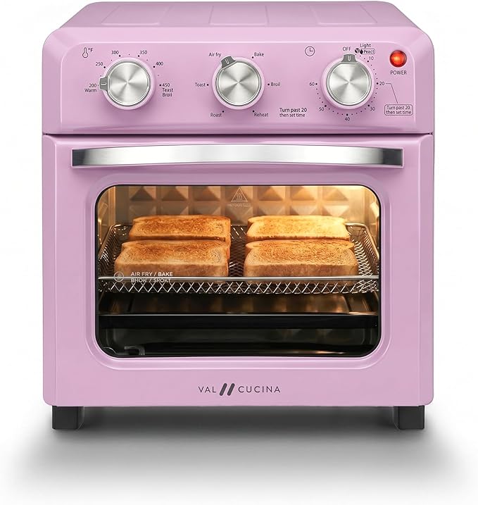 VAL CUCINA 6-in-1 Air Fryer Toaster Oven Combo, Compact 12.7 QT Small Countertop Convection Oven, Fits 9" Pizza & 4 Toast, Hexagon Hybrid Heating, Enamel Baking Pan