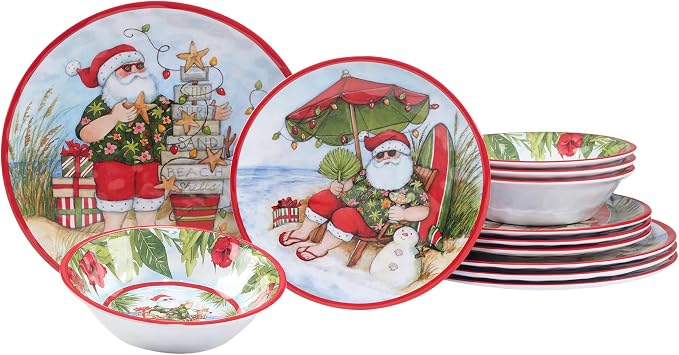 Certified International Santa's Wish Melamine 12 Piece Dinnerware Set, Service for 4